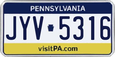 PA license plate JYV5316