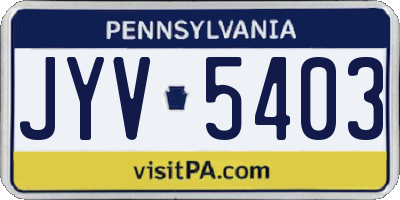PA license plate JYV5403
