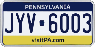 PA license plate JYV6003