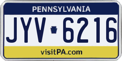 PA license plate JYV6216