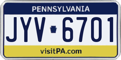 PA license plate JYV6701