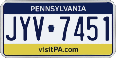 PA license plate JYV7451
