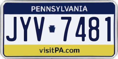 PA license plate JYV7481