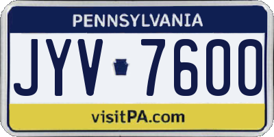 PA license plate JYV7600