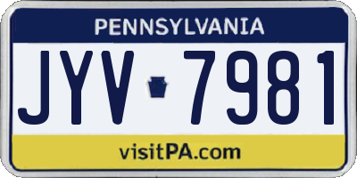 PA license plate JYV7981
