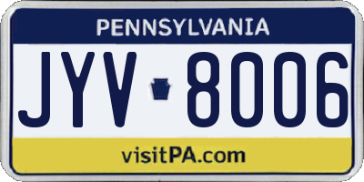 PA license plate JYV8006