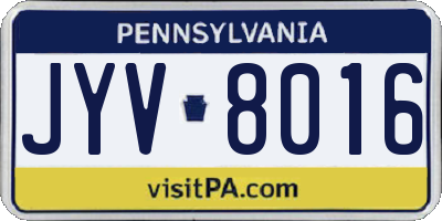 PA license plate JYV8016