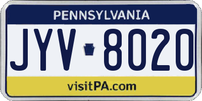 PA license plate JYV8020