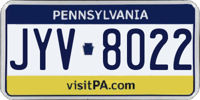 PA license plate JYV8022