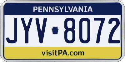 PA license plate JYV8072