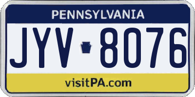 PA license plate JYV8076