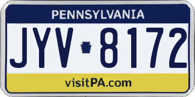 PA license plate JYV8172