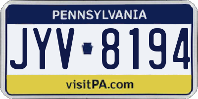 PA license plate JYV8194