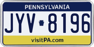 PA license plate JYV8196