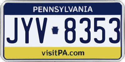 PA license plate JYV8353
