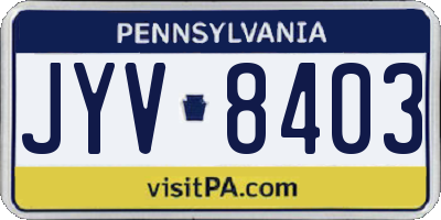 PA license plate JYV8403