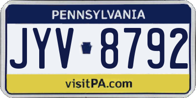 PA license plate JYV8792