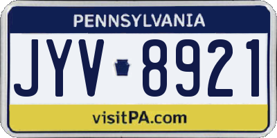PA license plate JYV8921