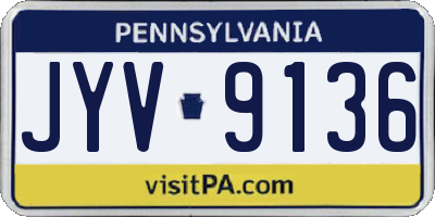 PA license plate JYV9136