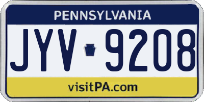 PA license plate JYV9208