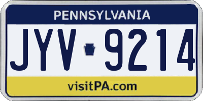 PA license plate JYV9214