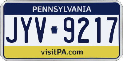 PA license plate JYV9217