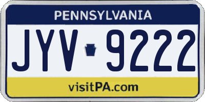 PA license plate JYV9222