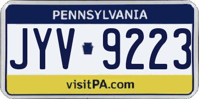 PA license plate JYV9223