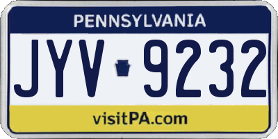 PA license plate JYV9232