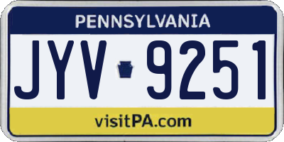PA license plate JYV9251