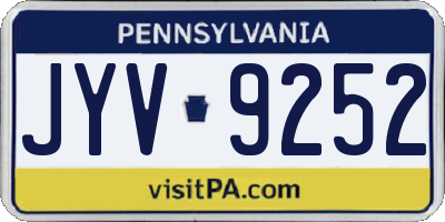 PA license plate JYV9252