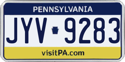 PA license plate JYV9283