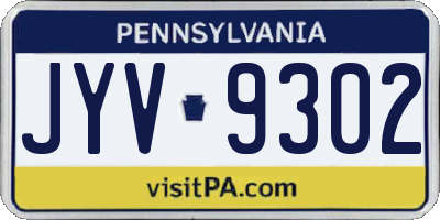 PA license plate JYV9302