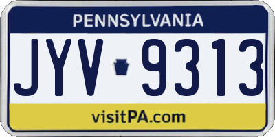 PA license plate JYV9313