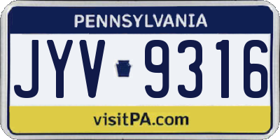 PA license plate JYV9316