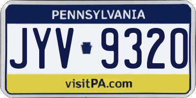 PA license plate JYV9320