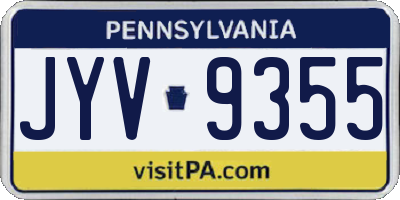 PA license plate JYV9355