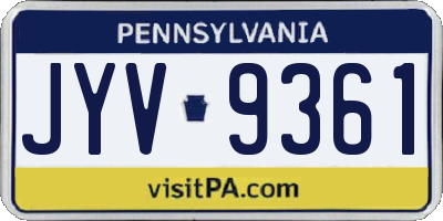 PA license plate JYV9361