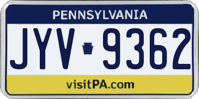PA license plate JYV9362