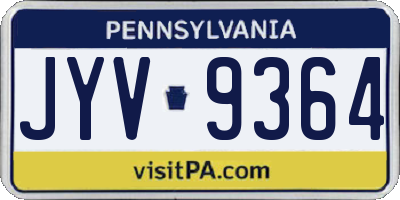 PA license plate JYV9364