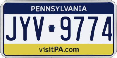 PA license plate JYV9774