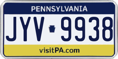 PA license plate JYV9938