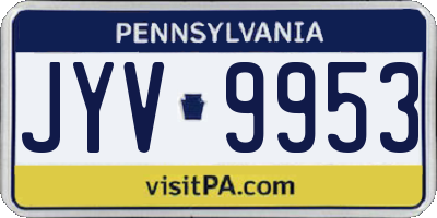 PA license plate JYV9953