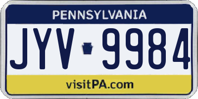 PA license plate JYV9984