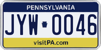 PA license plate JYW0046