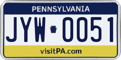 PA license plate JYW0051