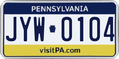 PA license plate JYW0104
