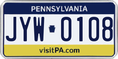 PA license plate JYW0108