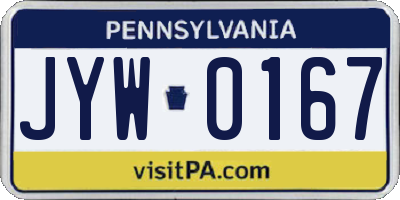 PA license plate JYW0167