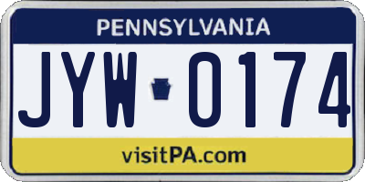 PA license plate JYW0174